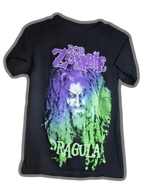 Rob Zombie Dracula Graphic Tee - Black with Purple & Green Print (UNISEX SM)